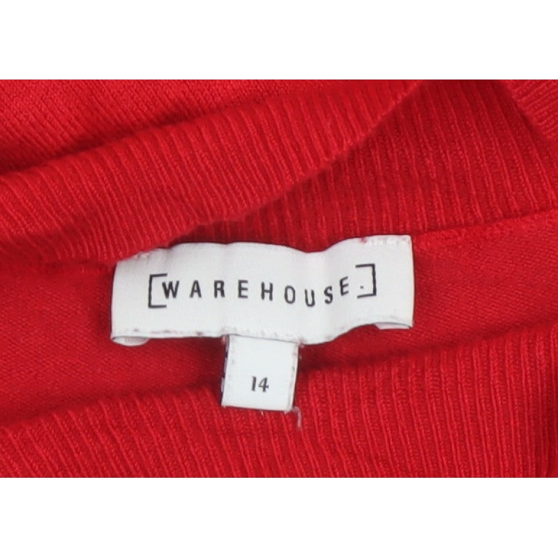 Warehouse Women’s Red Mock Neck Fine Knit Jumper Size 14