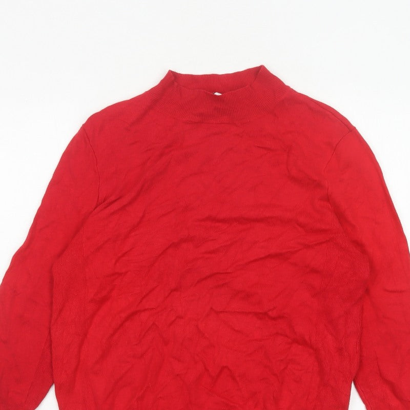 Warehouse Women’s Red Mock Neck Fine Knit Jumper Size 14