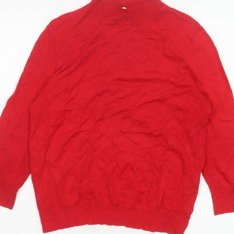 Warehouse Women’s Red Mock Neck Fine Knit Jumper Size 14