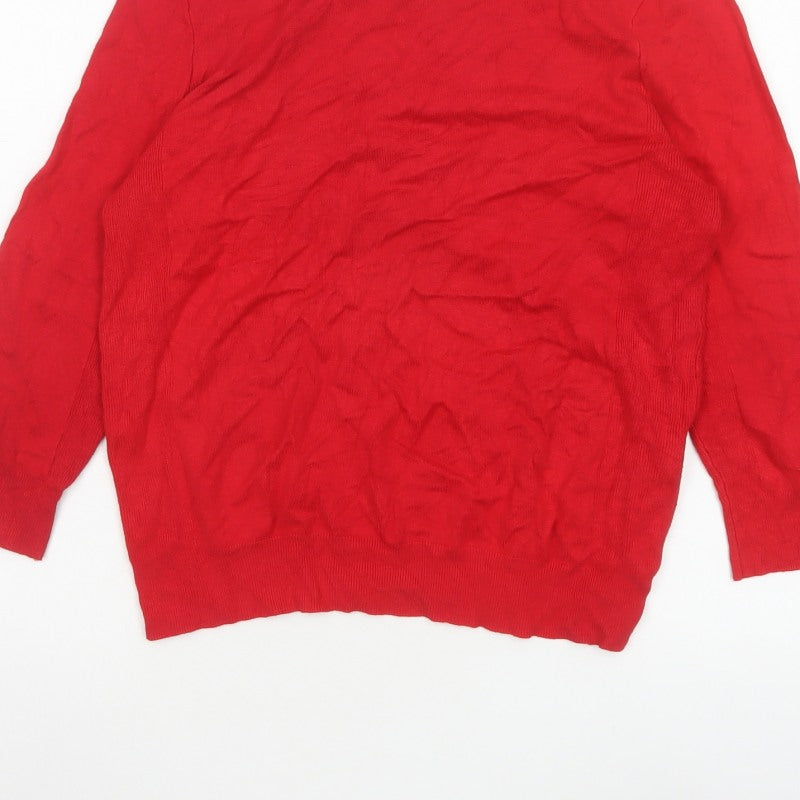 Warehouse Women’s Red Mock Neck Fine Knit Jumper Size 14