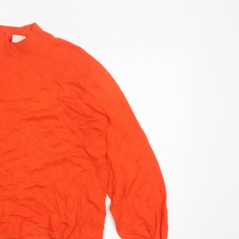 ICHI Women’s Orange M High Neck Lightweight Knit Pullover Jumper