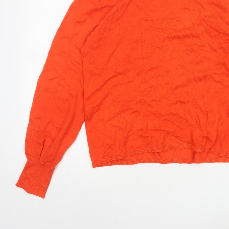 ICHI Women’s Orange M High Neck Lightweight Knit Pullover Jumper