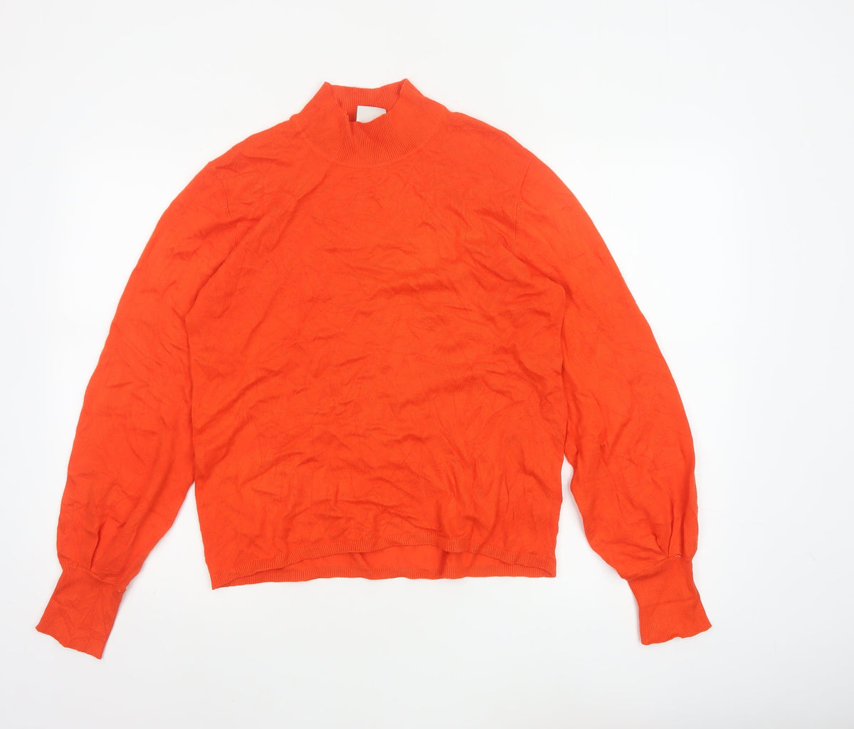 ICHI Women’s Orange M High Neck Lightweight Knit Pullover Jumper