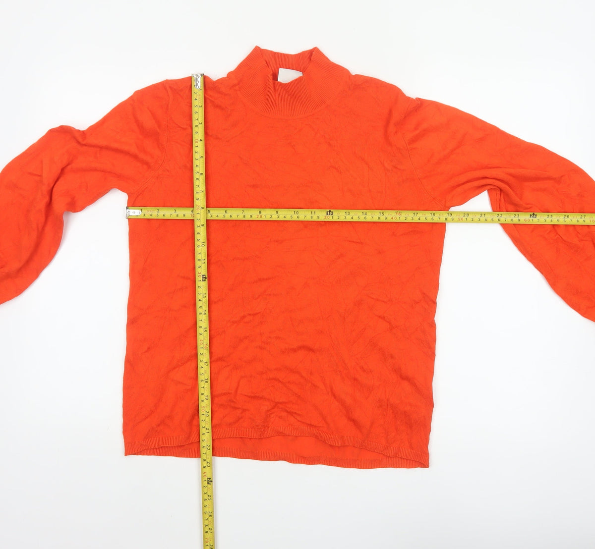 ICHI Women’s Orange M High Neck Lightweight Knit Pullover Jumper