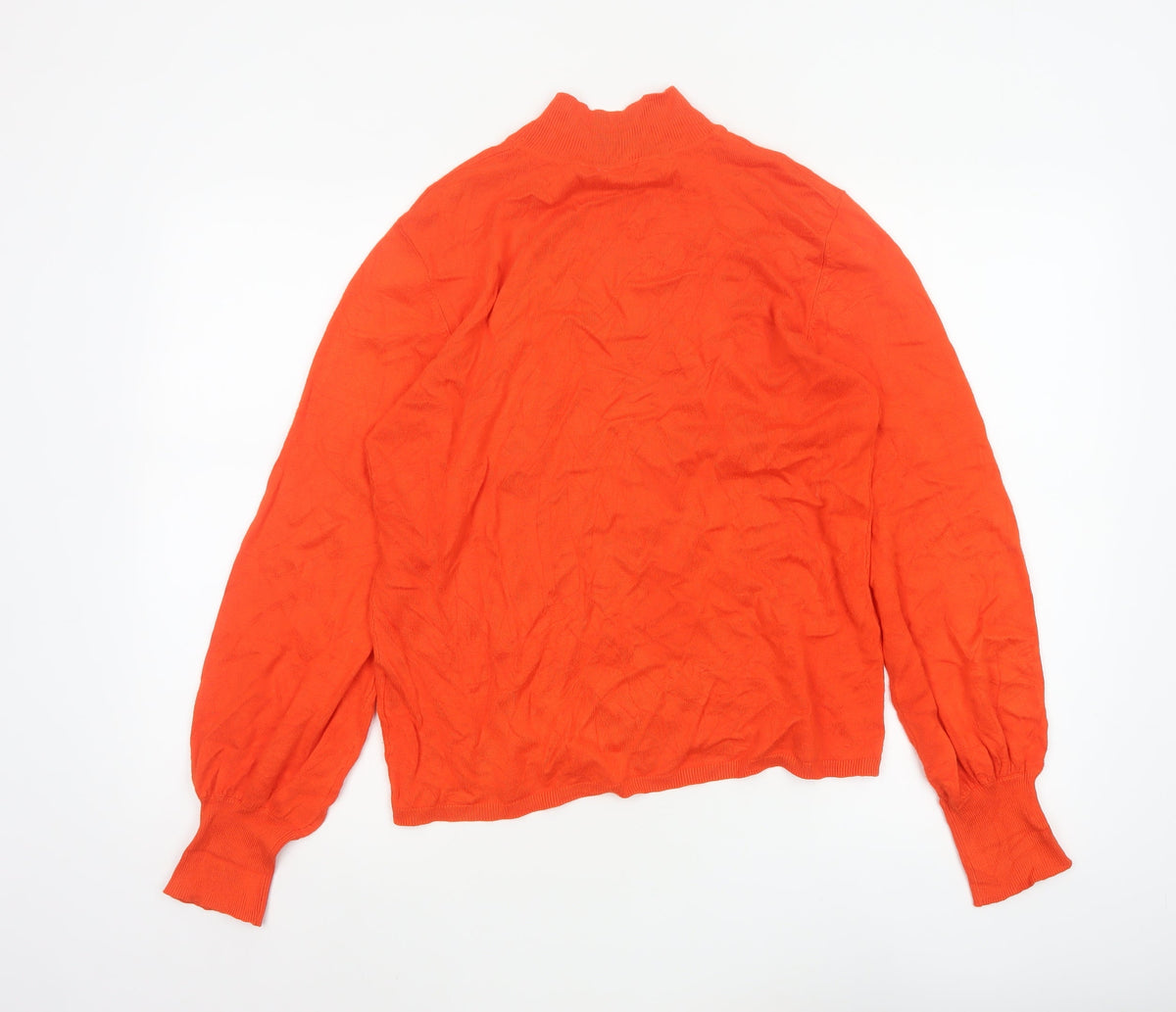 ICHI Women’s Orange M High Neck Lightweight Knit Pullover Jumper