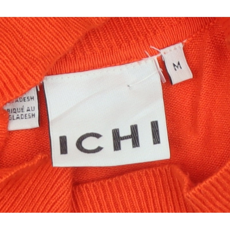 ICHI Women’s Orange M High Neck Lightweight Knit Pullover Jumper