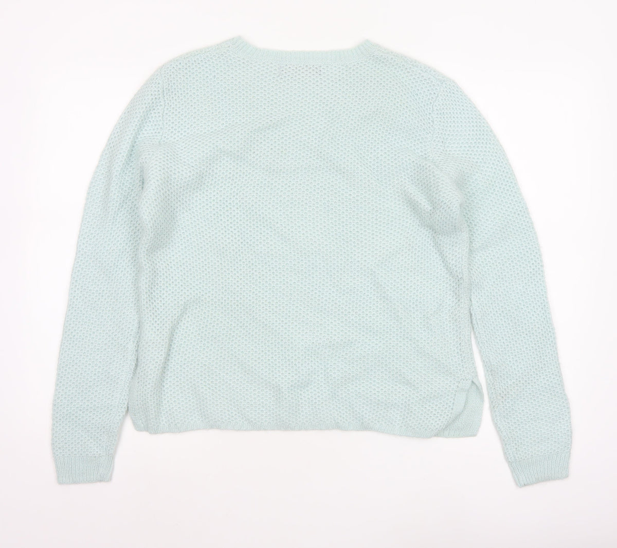 M&S Women Green UK 16 Floral Embroidered Open Knit Pullover Jumper