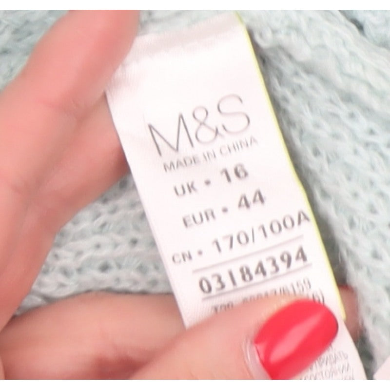 M&S Women Green UK 16 Floral Embroidered Open Knit Pullover Jumper