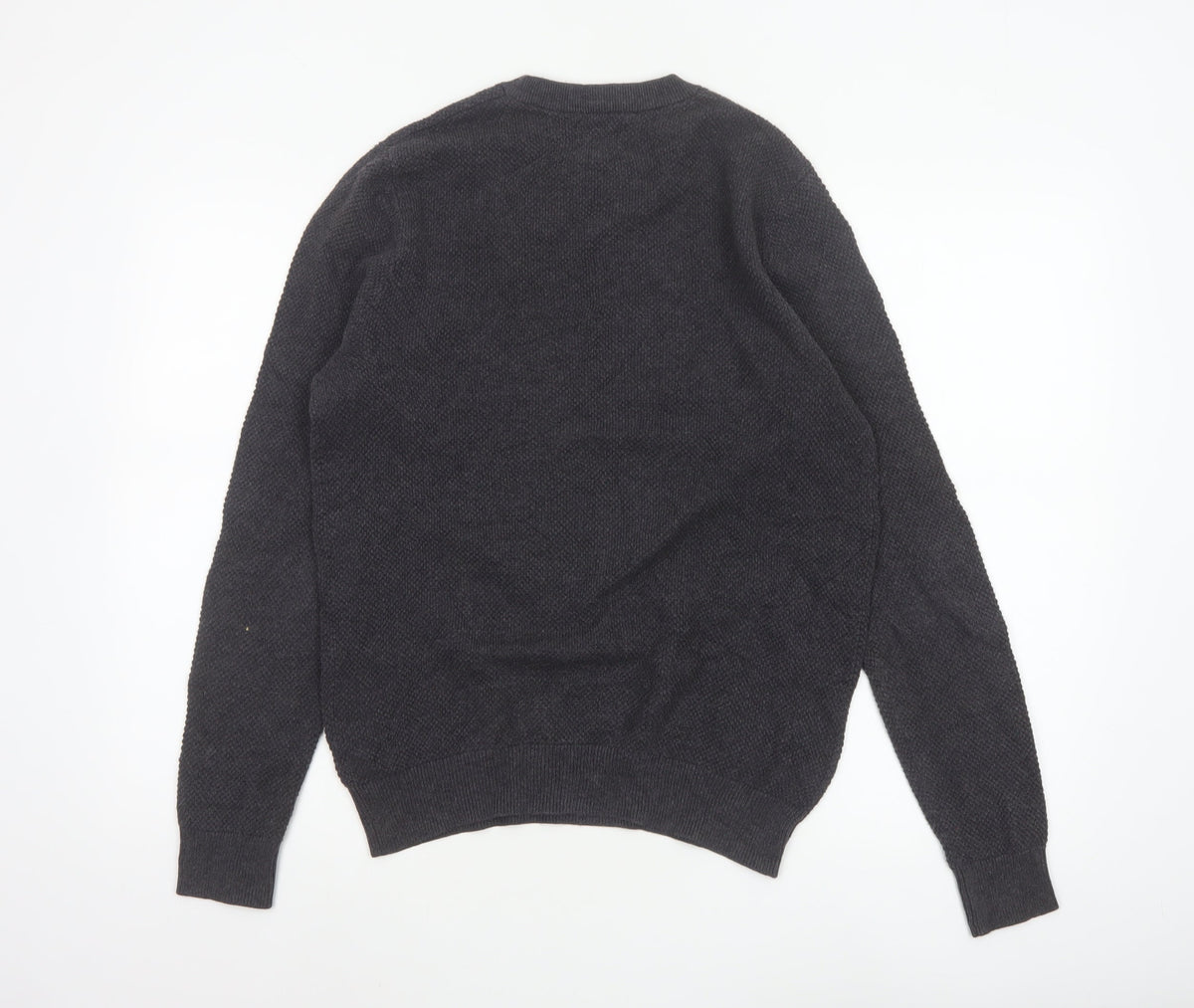 Howick Men’s Grey L Organic Cotton Crew Neck Textured Knit Pullover Jumper