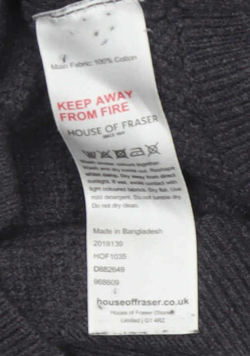 Howick Men’s Grey L Organic Cotton Crew Neck Textured Knit Pullover Jumper
