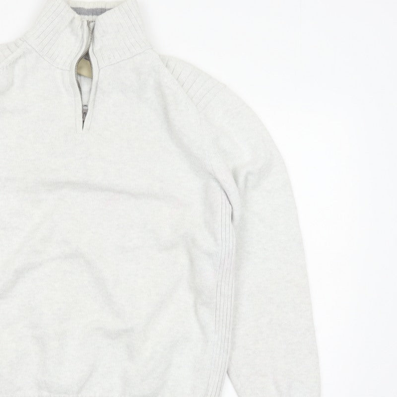 Next Men Grey XL Half Zip High Neck Knit Jumper Pullover