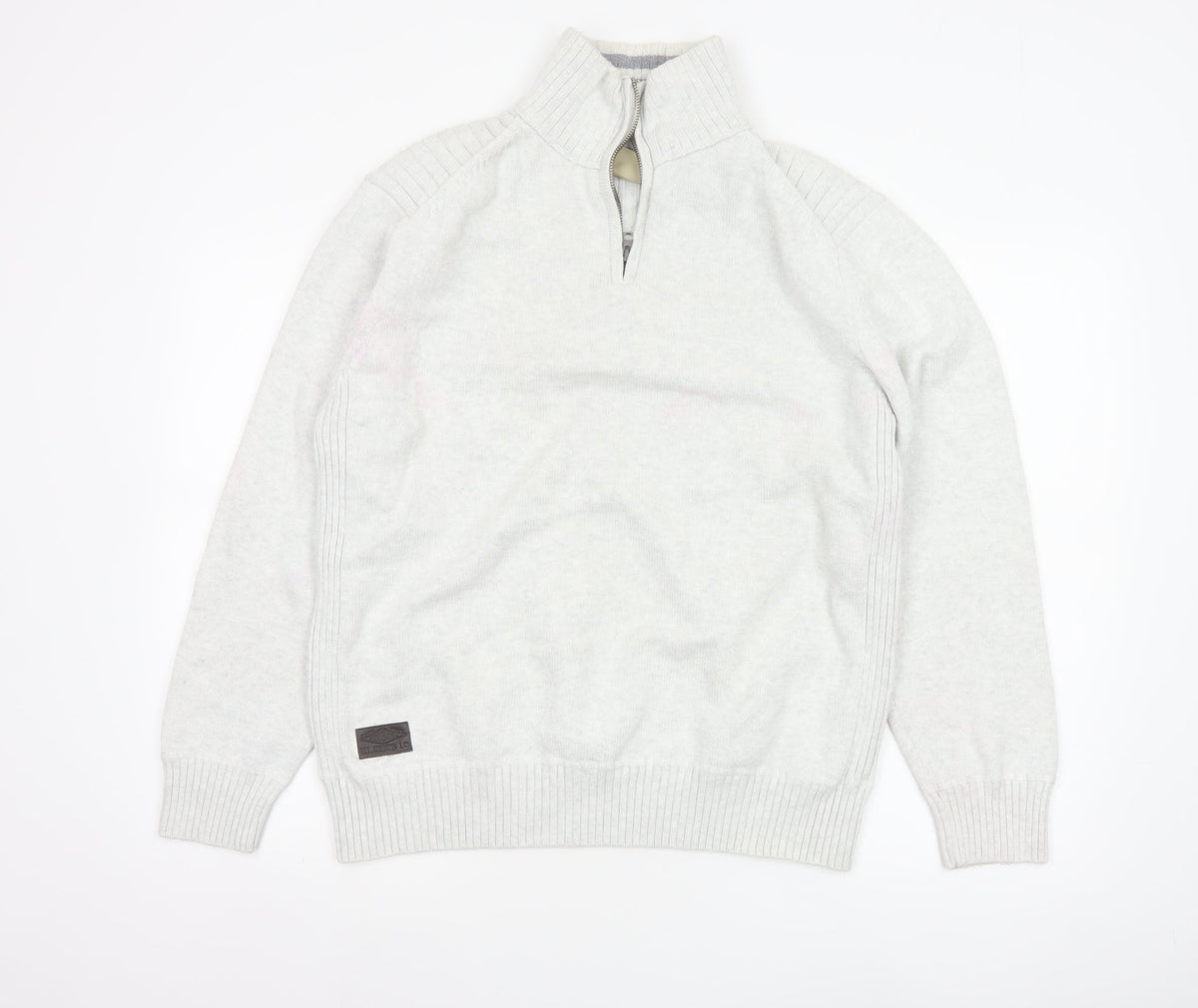 Next Men Grey XL Half Zip High Neck Knit Jumper Pullover