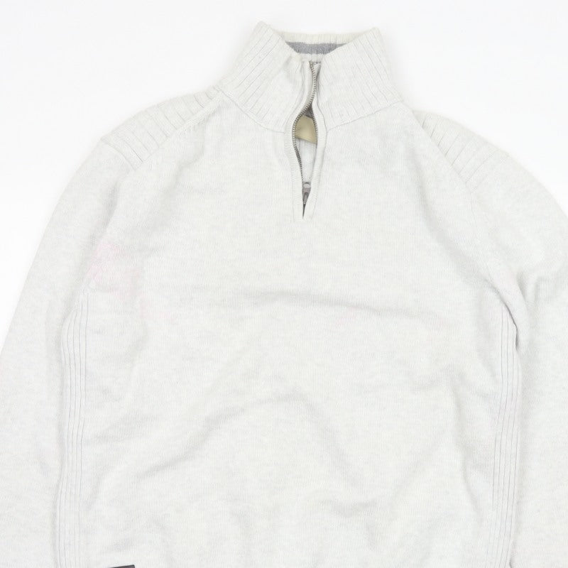 Next Men Grey XL Half Zip High Neck Knit Jumper Pullover