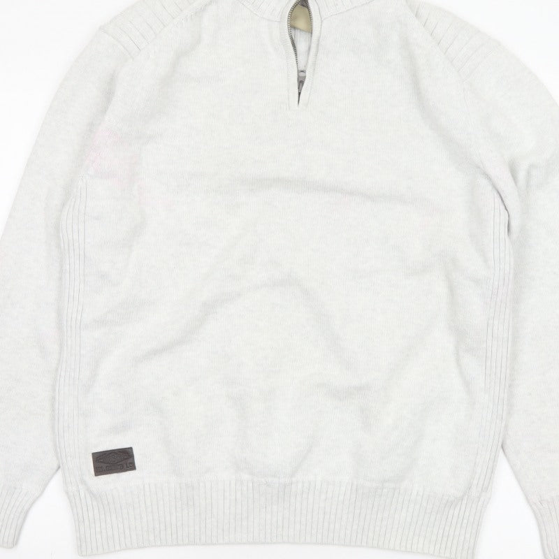 Next Men Grey XL Half Zip High Neck Knit Jumper Pullover