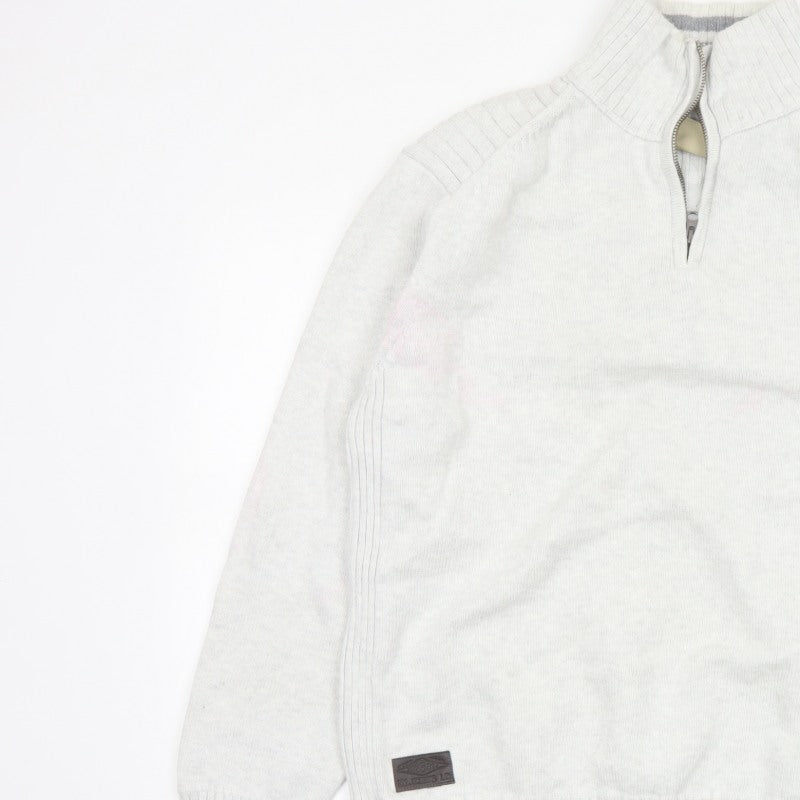 Next Men Grey XL Half Zip High Neck Knit Jumper Pullover