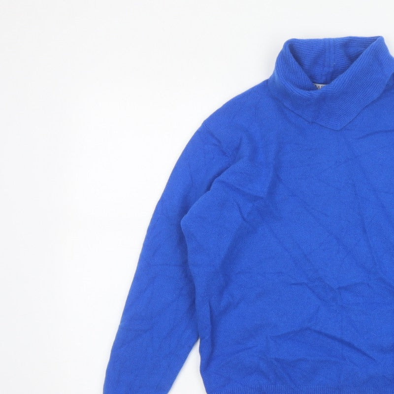 Emreco Women Blue Lambswool Angora Roll Neck Jumper UK 14
