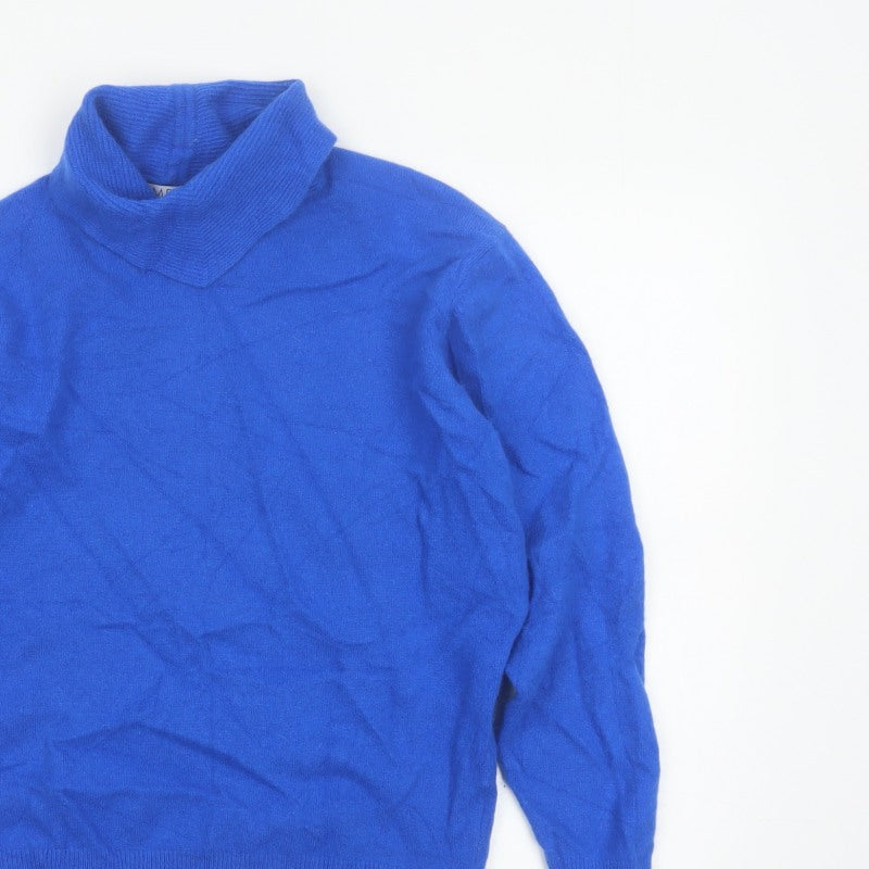 Emreco Women Blue Lambswool Angora Roll Neck Jumper UK 14