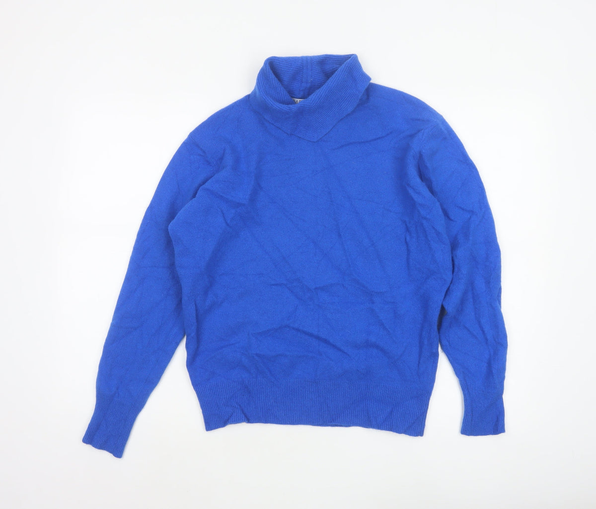 Emreco Women Blue Lambswool Angora Roll Neck Jumper UK 14