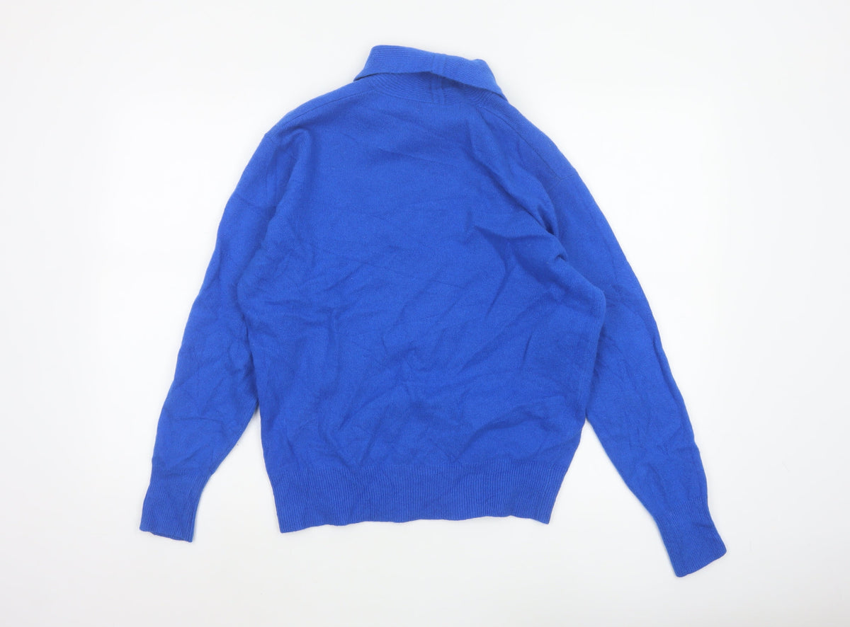 Emreco Women Blue Lambswool Angora Roll Neck Jumper UK 14
