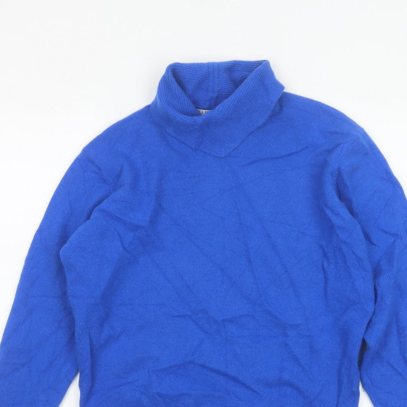 Emreco Women Blue Lambswool Angora Roll Neck Jumper UK 14