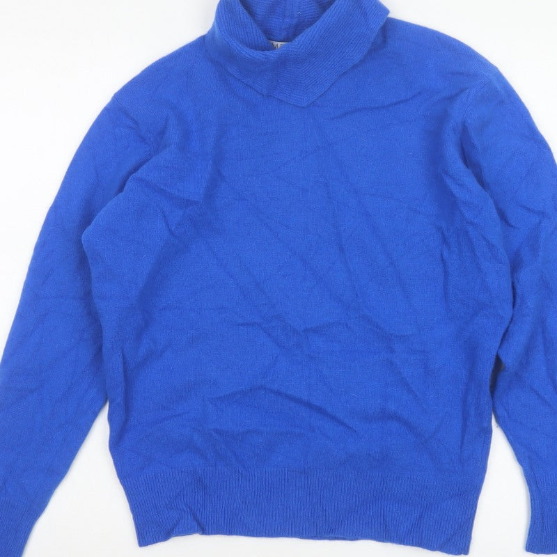Emreco Women Blue Lambswool Angora Roll Neck Jumper UK 14