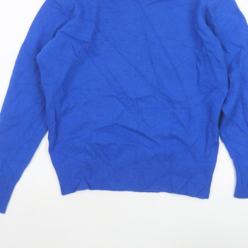 Emreco Women Blue Lambswool Angora Roll Neck Jumper UK 14
