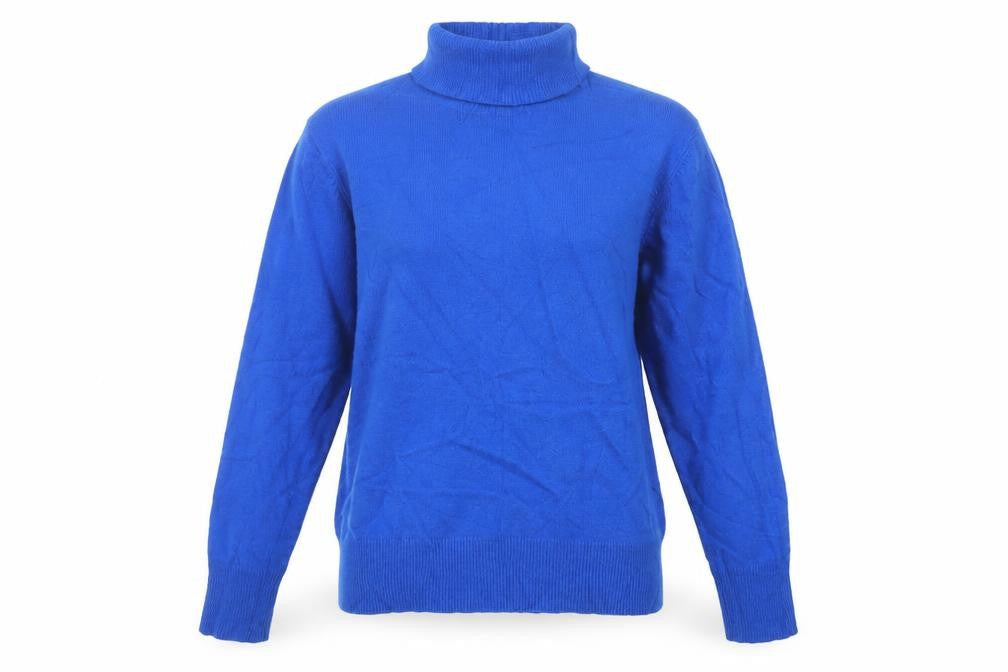 Emreco Women Blue Lambswool Angora Roll Neck Jumper UK 14