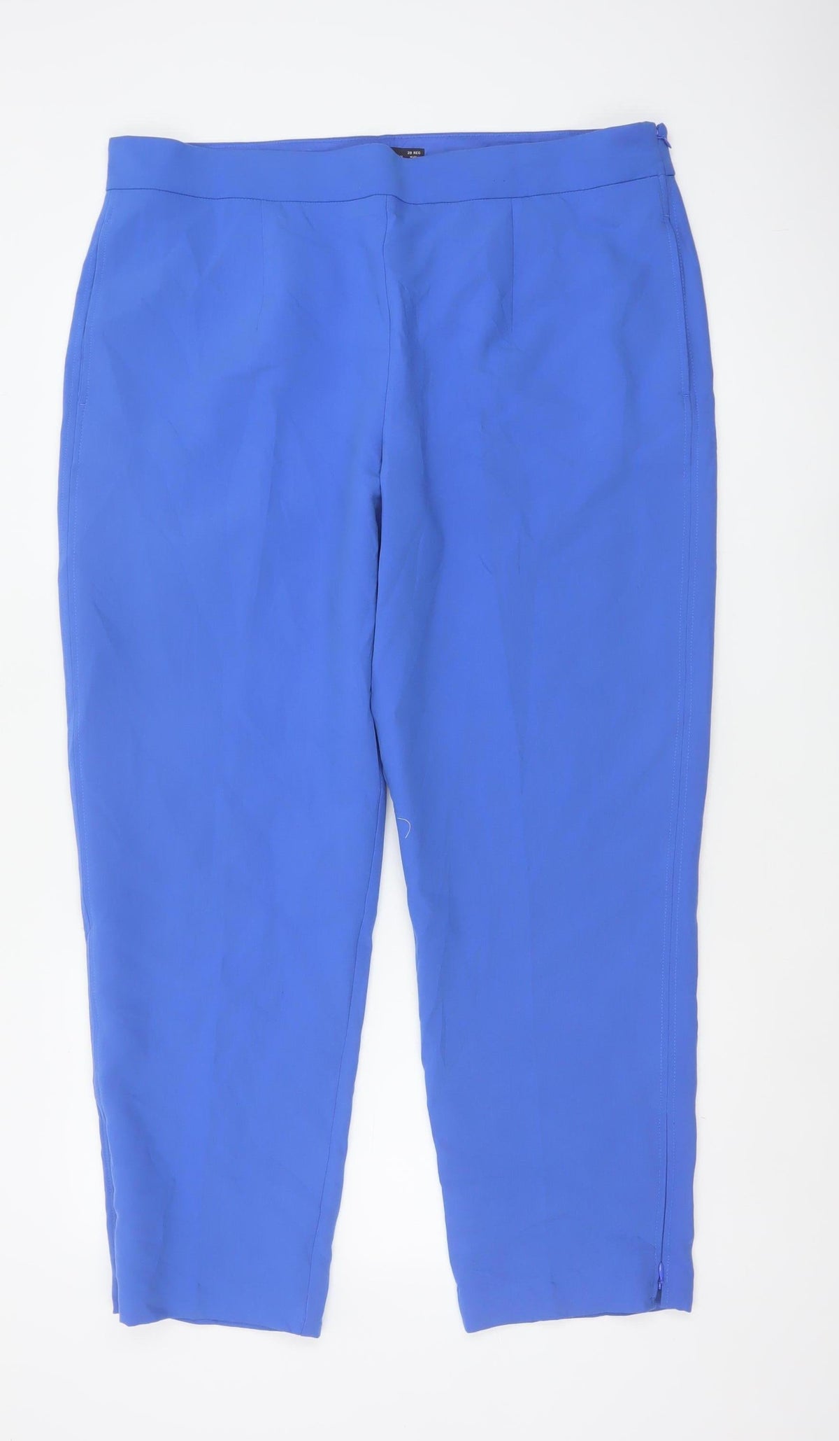 Marks and Spencer Women Blue Size 20 Tapered Ankle Zip Trousers