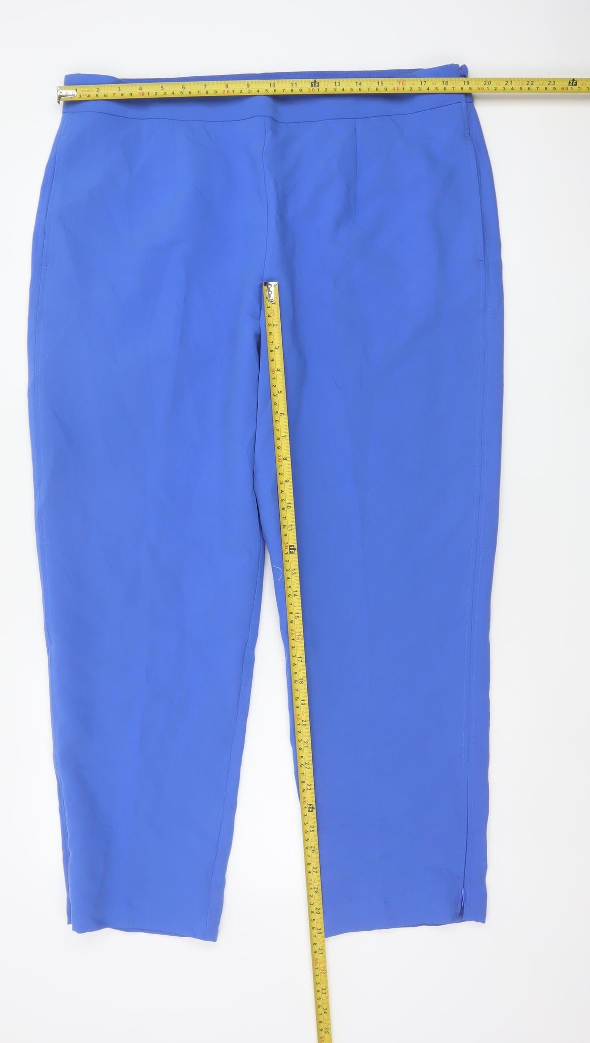 Marks and Spencer Women Blue Size 20 Tapered Ankle Zip Trousers
