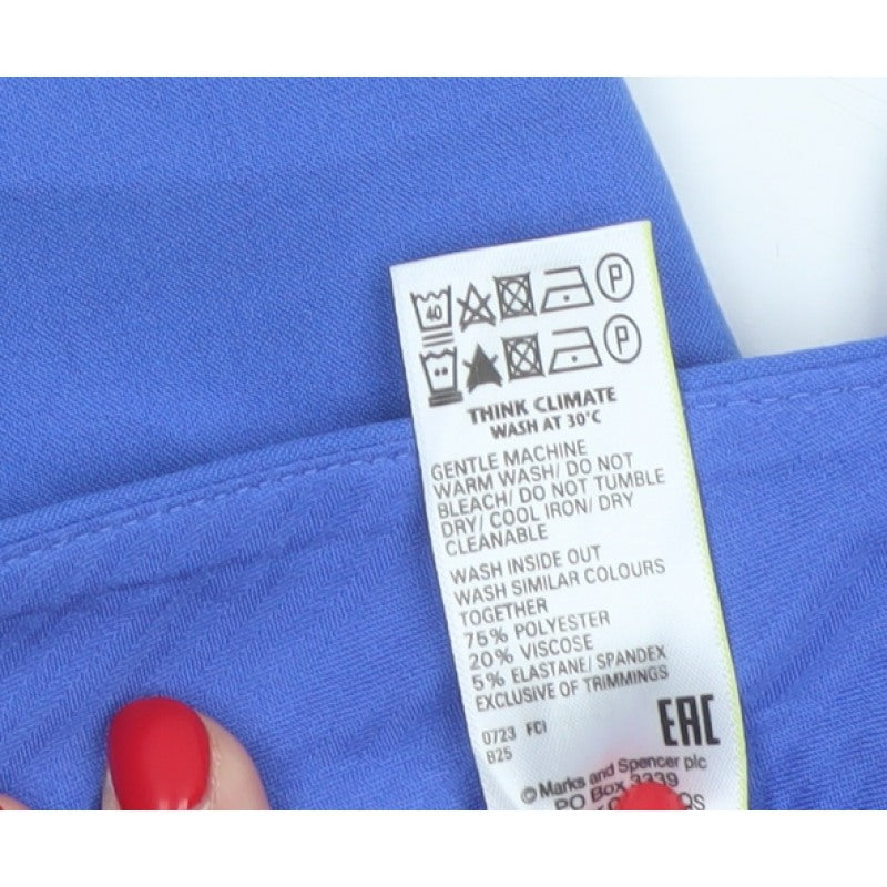 Marks and Spencer Women Blue Size 20 Tapered Ankle Zip Trousers