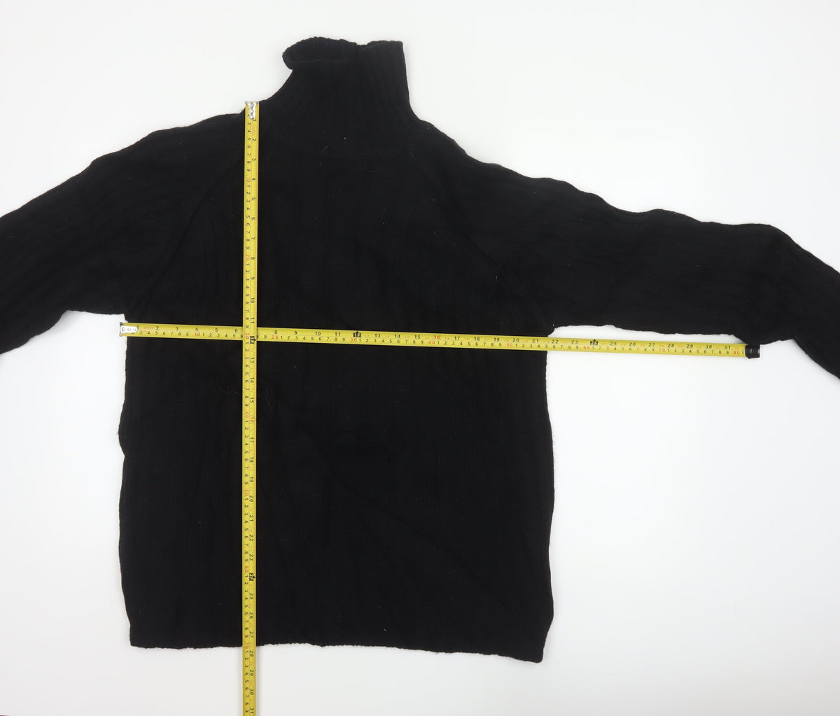 Duck and Cover Men's Black XL Shetland Wool High Neck Cable Knit Jumper