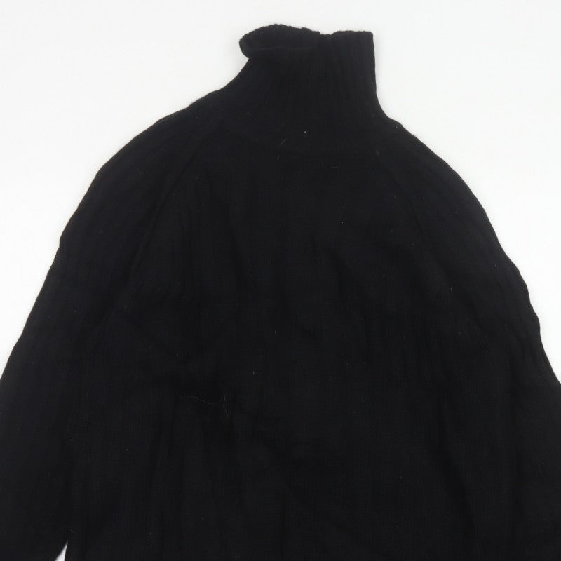 Duck and Cover Men's Black XL Shetland Wool High Neck Cable Knit Jumper