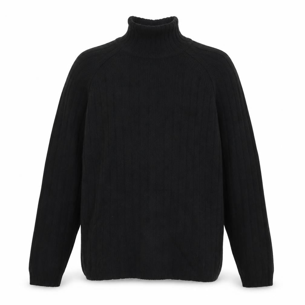 Duck and Cover Men's Black XL Shetland Wool High Neck Cable Knit Jumper