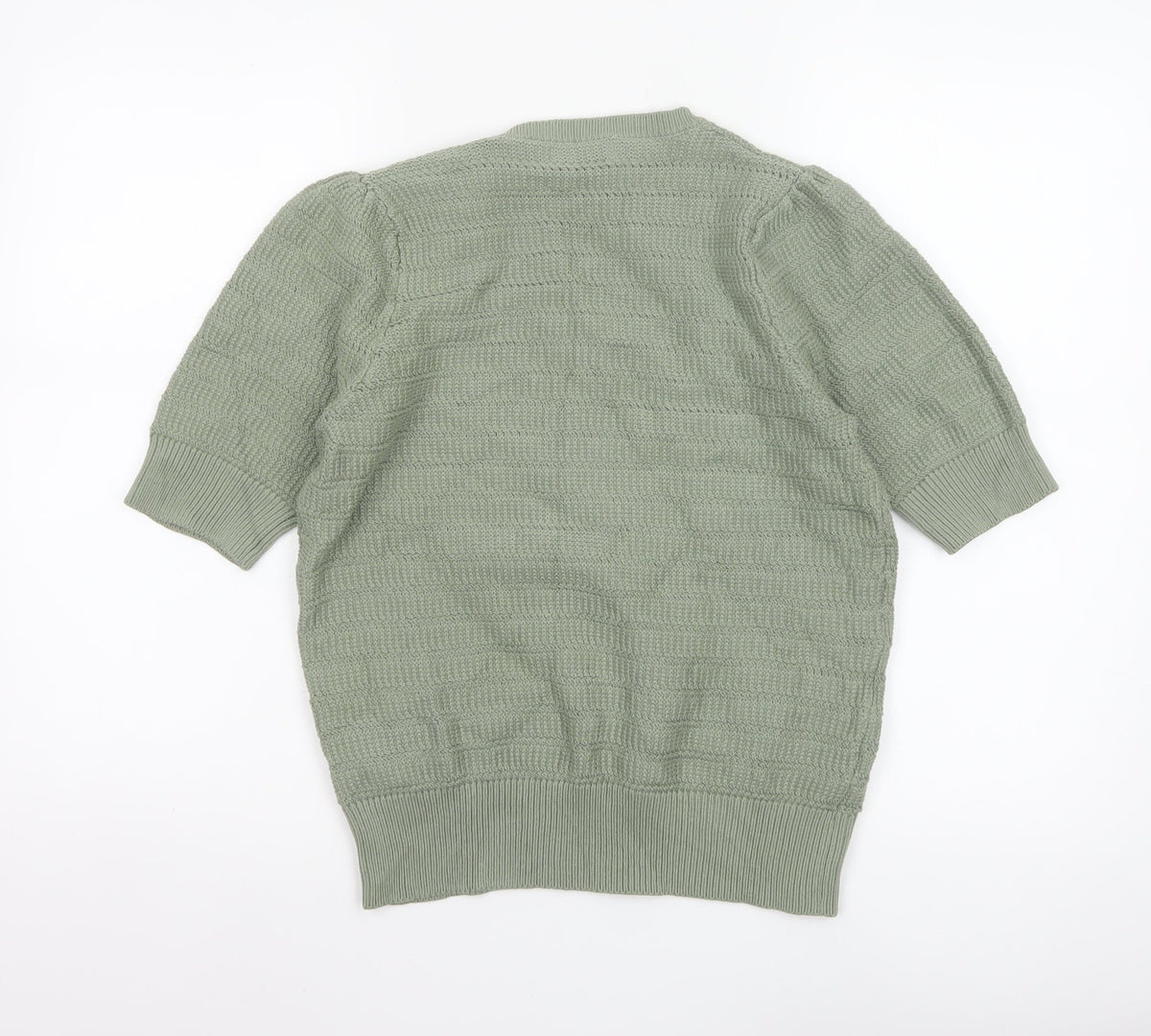 Marks and Spencer Women Green UK 12 Short Sleeve Textured Knit Jumper