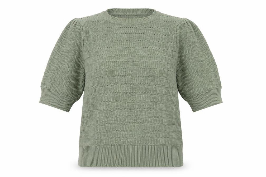 Marks and Spencer Women Green UK 12 Short Sleeve Textured Knit Jumper