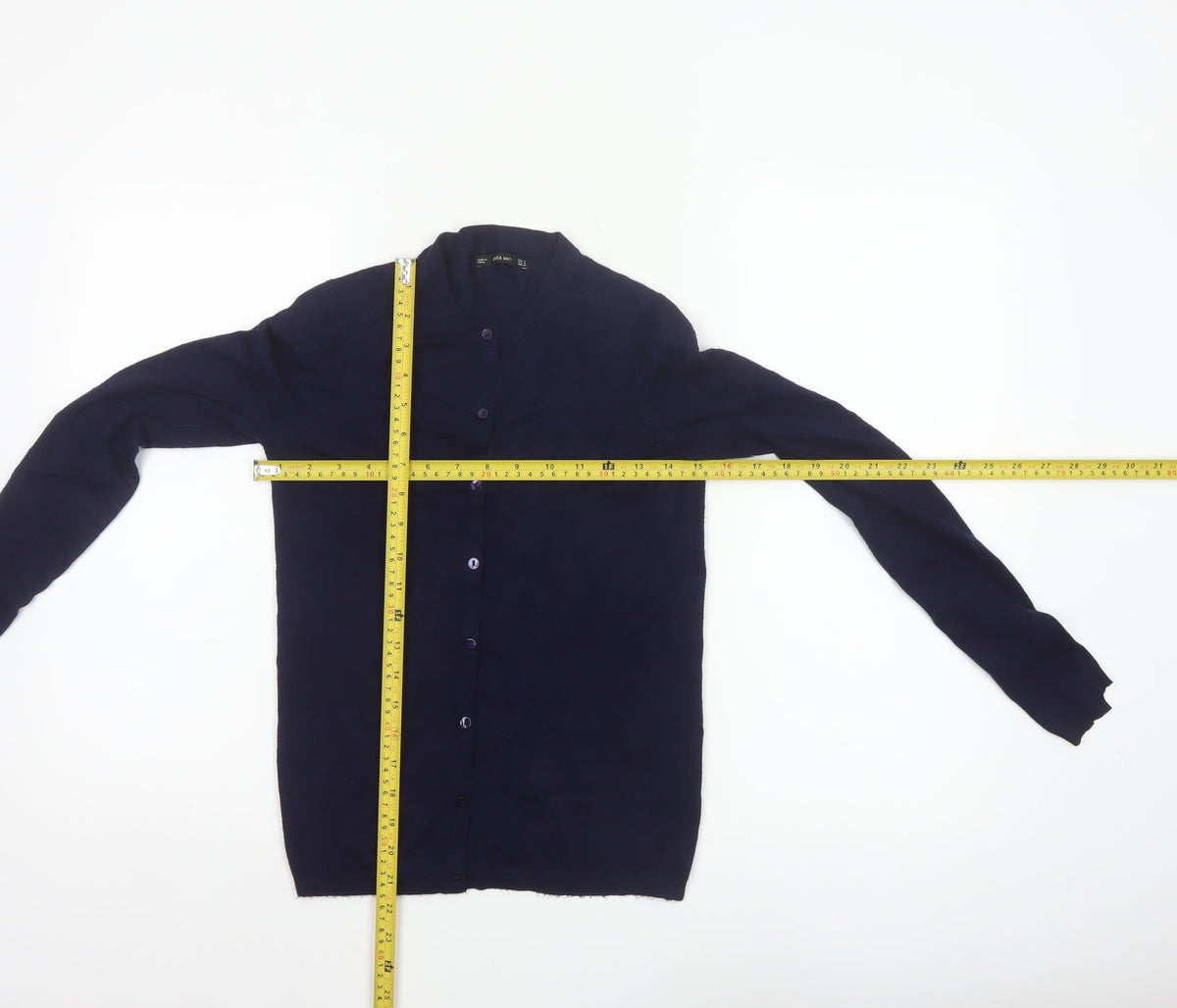 Zara Knit Women’s Navy Blue S Button Front Round Neck Cardigan