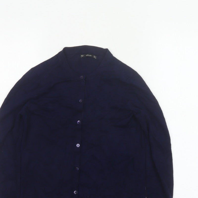 Zara Knit Women’s Navy Blue S Button Front Round Neck Cardigan