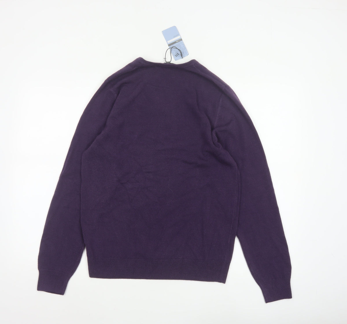 Marks and Spencer Men Purple S V-Neck Acrylic Knit Pullover Jumper