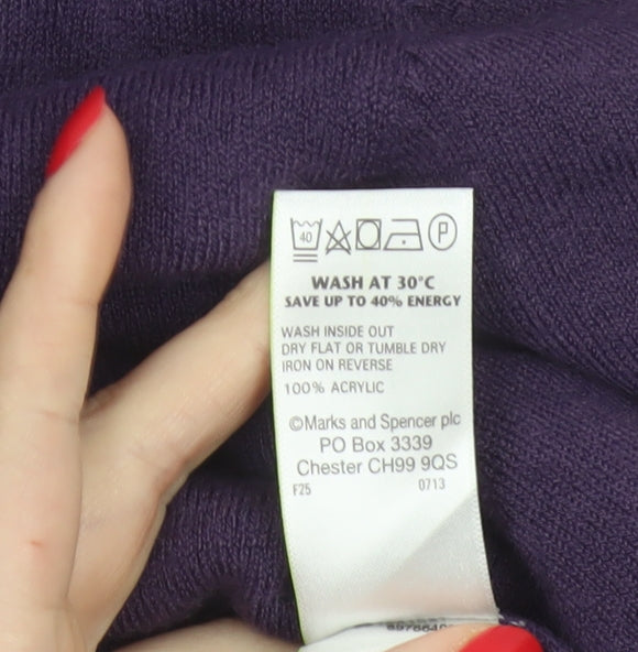 Marks and Spencer Men Purple S V-Neck Acrylic Knit Pullover Jumper