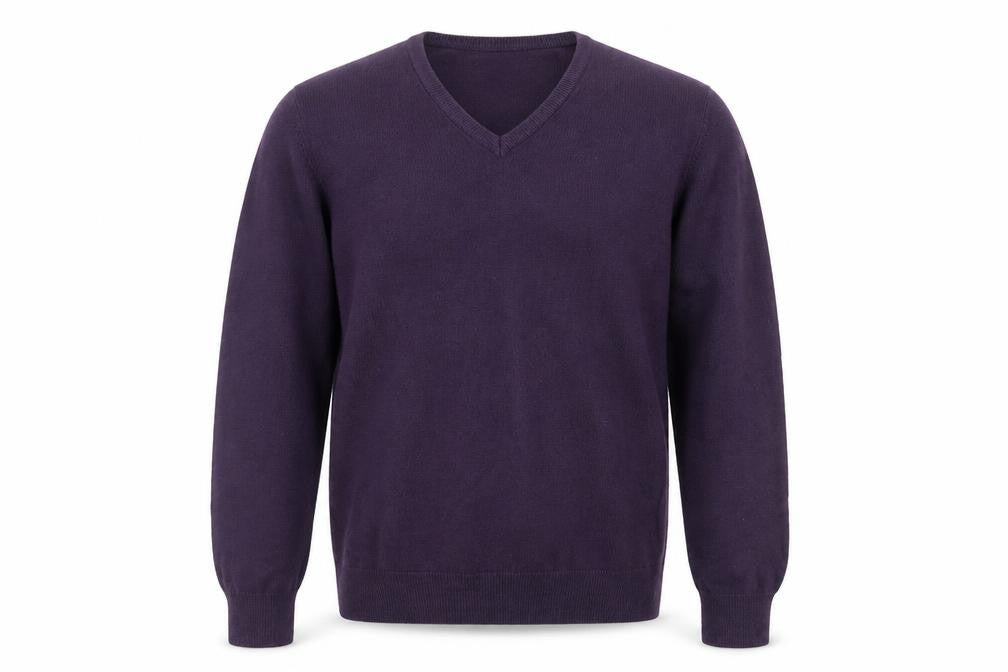 Marks and Spencer Men Purple S V-Neck Acrylic Knit Pullover Jumper