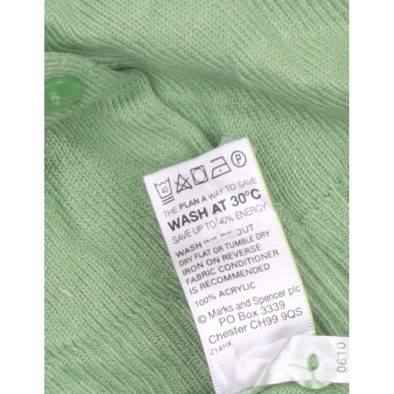 Marks & Spencer Women Green UK 14 Floral Embroidered Knit Cardigan
