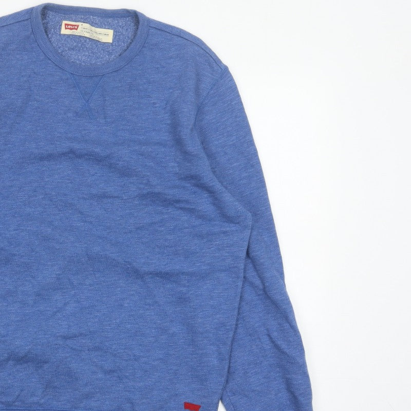 Levi's Men's Blue M Regular Fit Crew Neck Fleece Sweatshirt