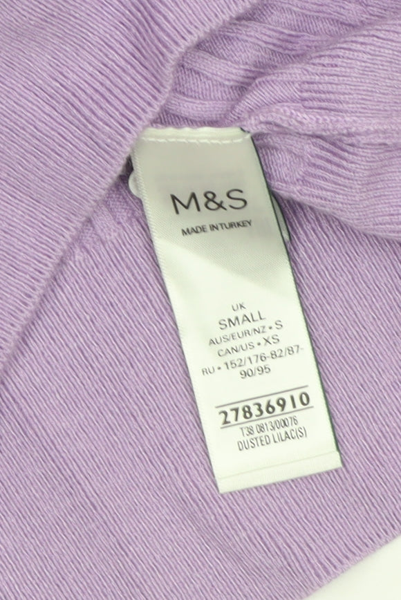 Marks and Spencer Women’s Purple S Basic Rib Knit Button Polo Top