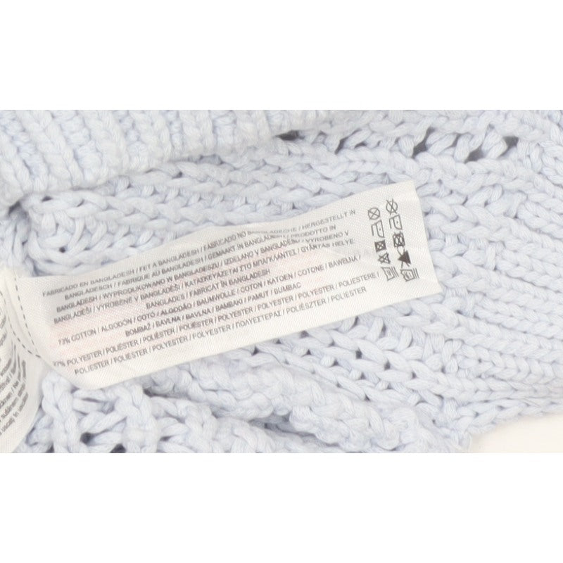 Rita Ora Women Blue UK 10 Open Knit Button Cardigan