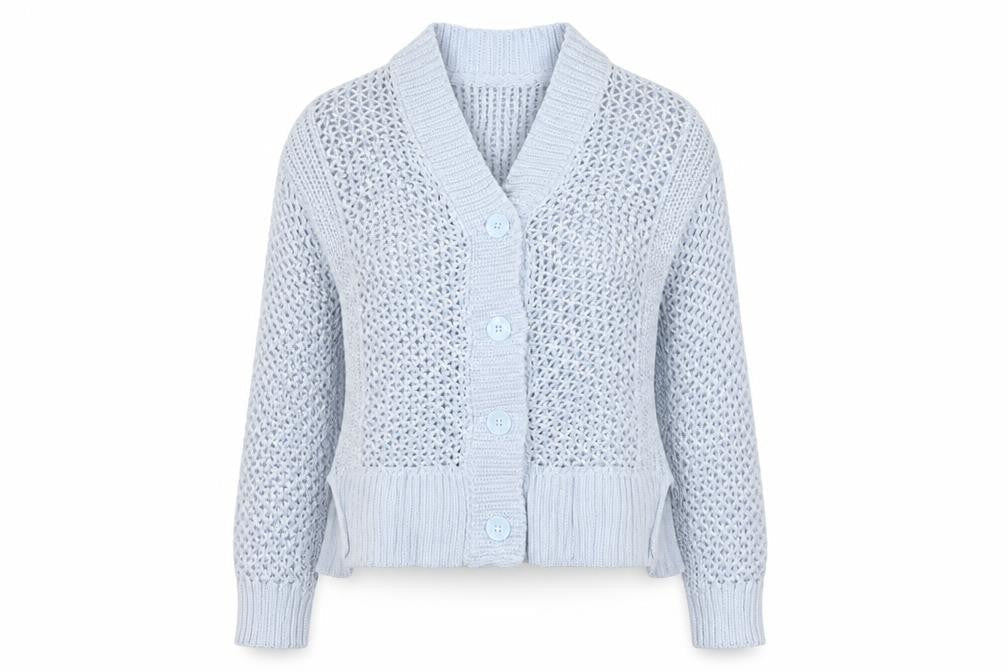 Rita Ora Women Blue UK 10 Open Knit Button Cardigan