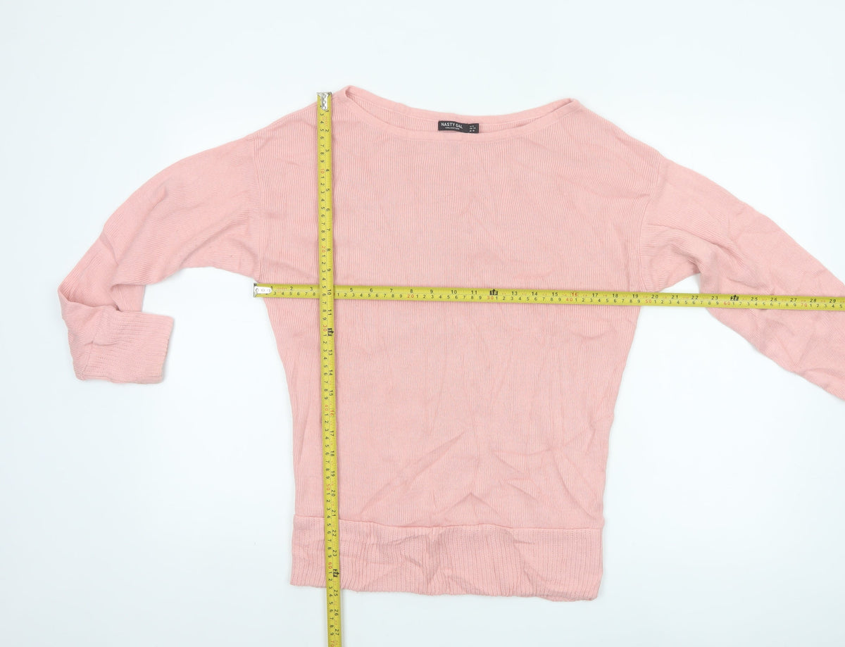 Nasty Gal Women Pink UK 10 Boat Neck Fine Knit Pullover Jumper