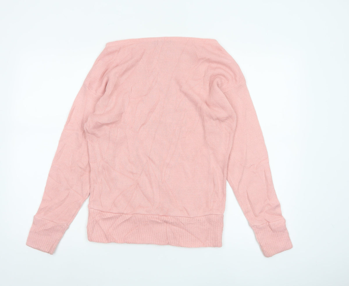Nasty Gal Women Pink UK 10 Boat Neck Fine Knit Pullover Jumper