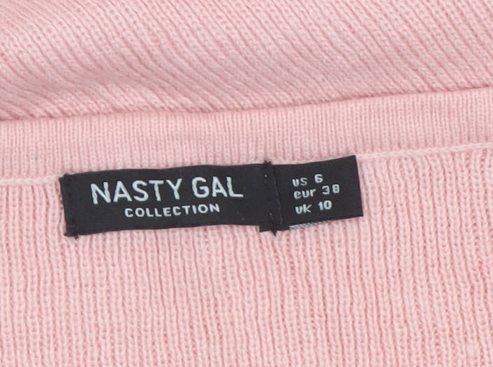 Nasty Gal Women Pink UK 10 Boat Neck Fine Knit Pullover Jumper