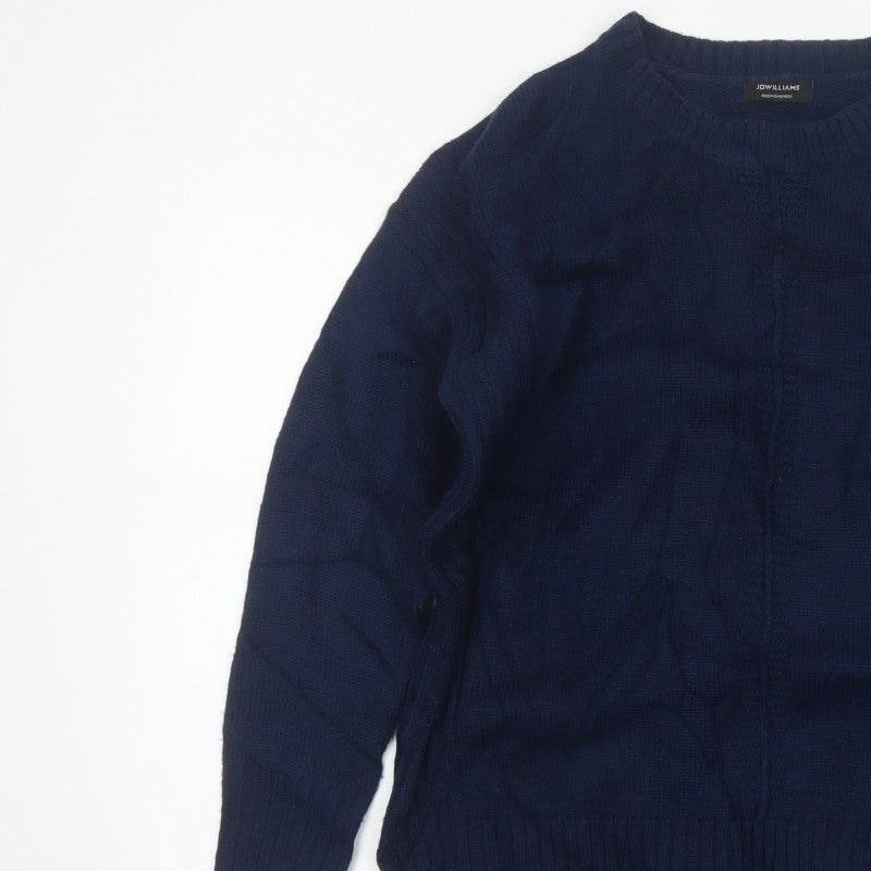 JD Williams Women's Navy Blue UK 12/14 Cable Knit Crew Neck Pullover Jumper