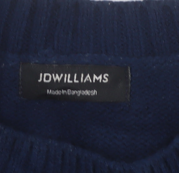 JD Williams Women's Navy Blue UK 12/14 Cable Knit Crew Neck Pullover Jumper